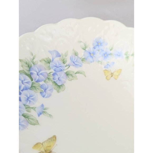 Blue Morning Glories Purple Violas Heart Shaped Jewelry Dish Mother's Day Gift - Picture 2 of 8